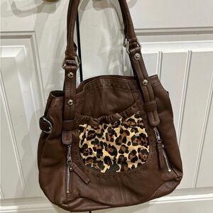 B. Makowsky Brown Leopard Shoulder Bag